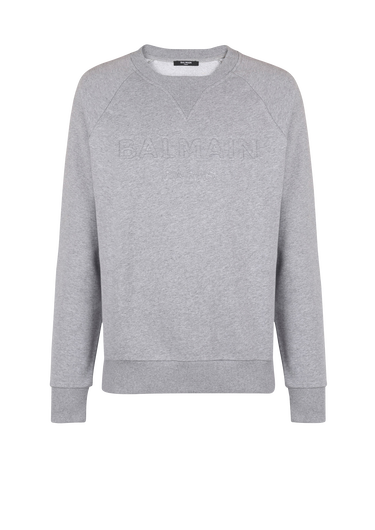 Cotton sweatshirt with embossed Balmain logo