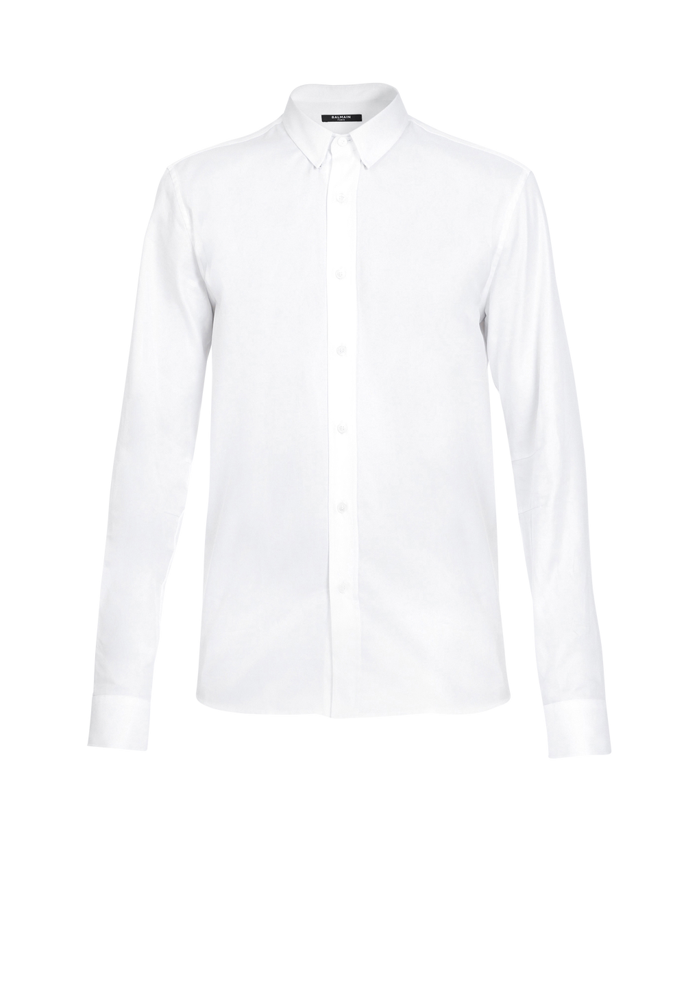 Fitted white cotton shirt, white, hi-res