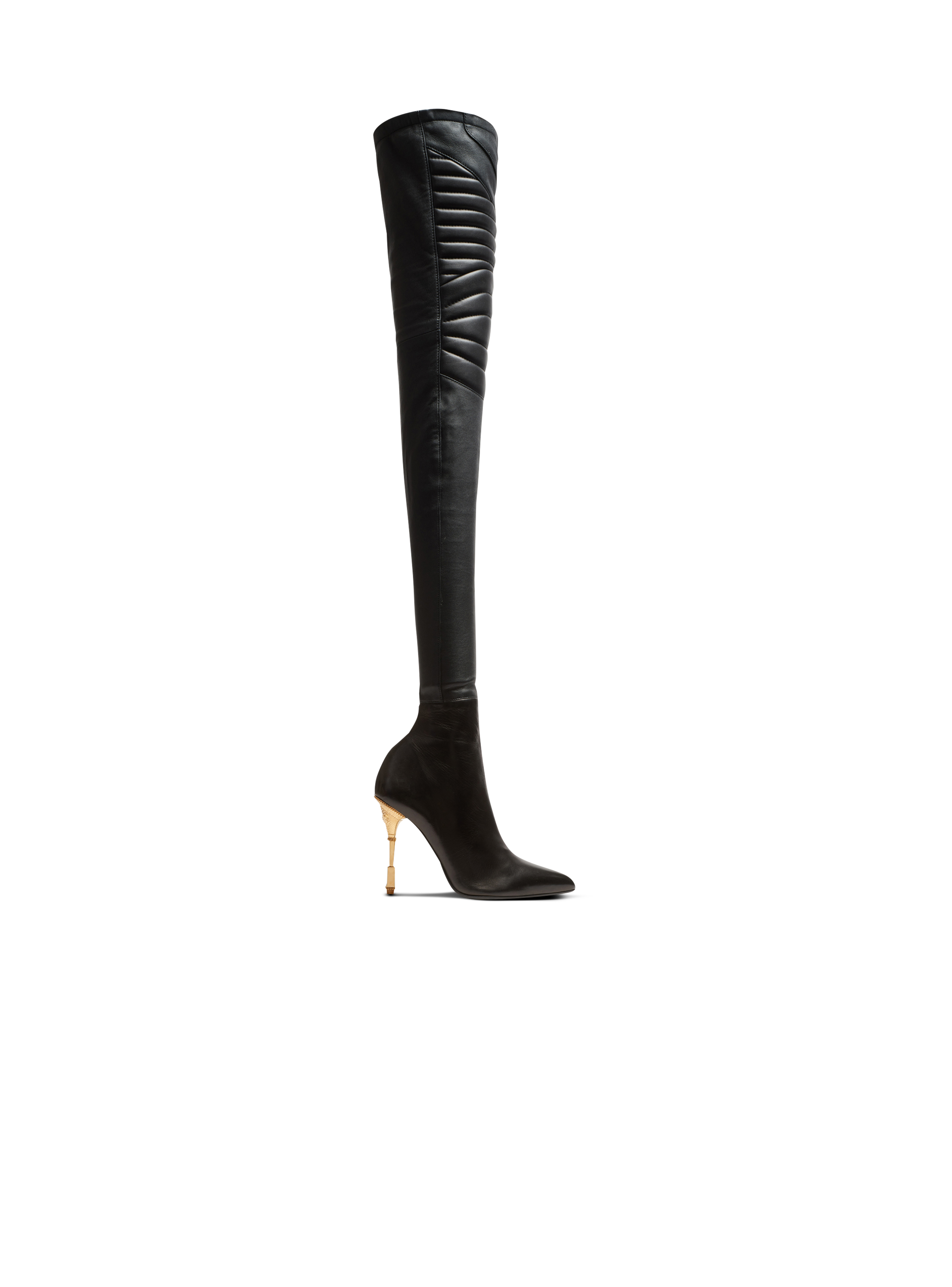 Moneta leather thigh-high boots, black
