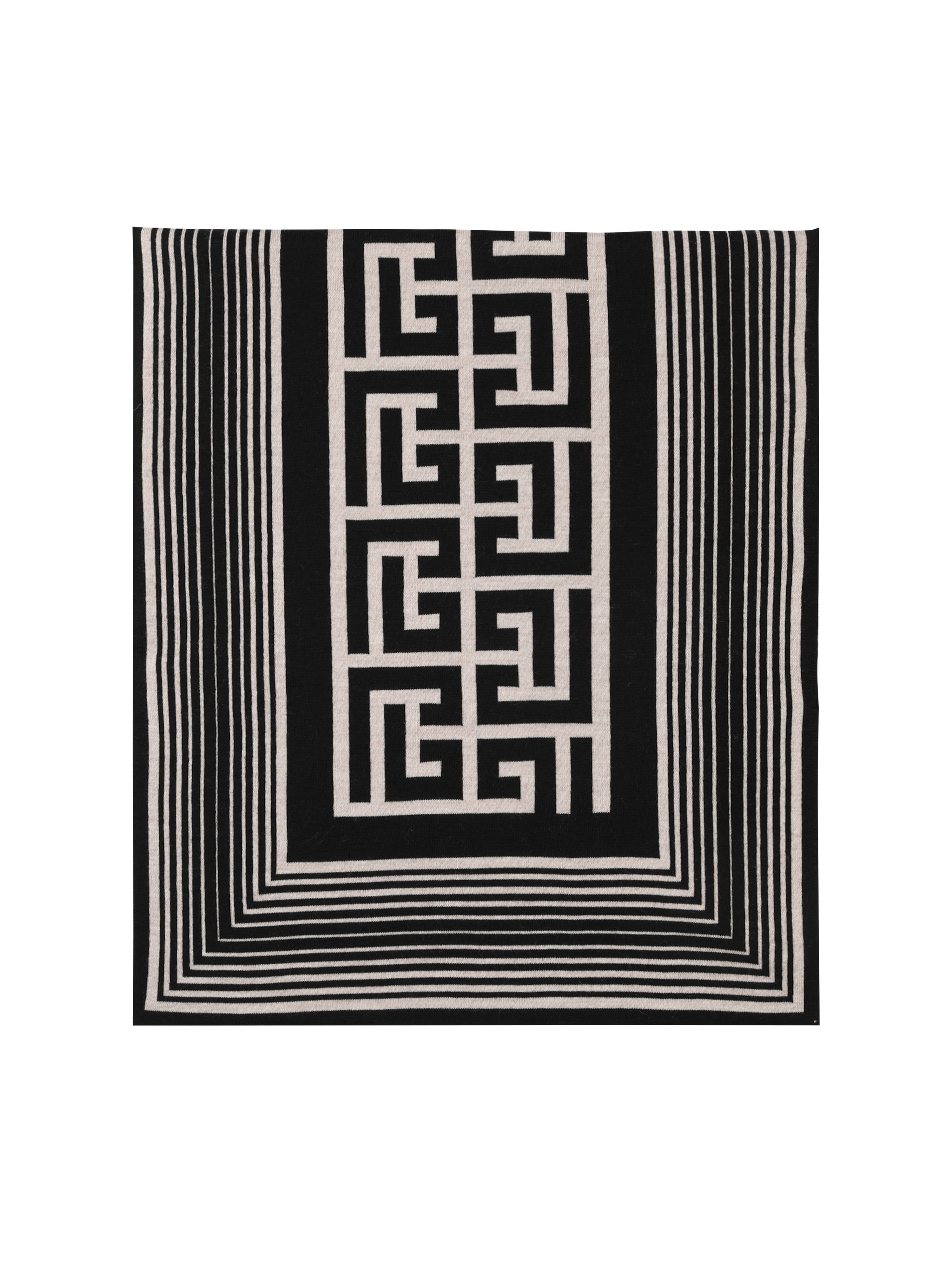 Wool scarf with Balmain monogram pattern, black