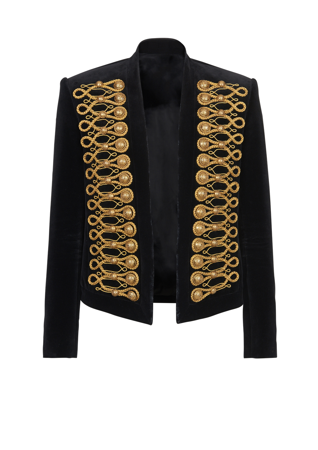 Velvet Brandenburg spencer jacket with golden embroidery, gold, hi-res