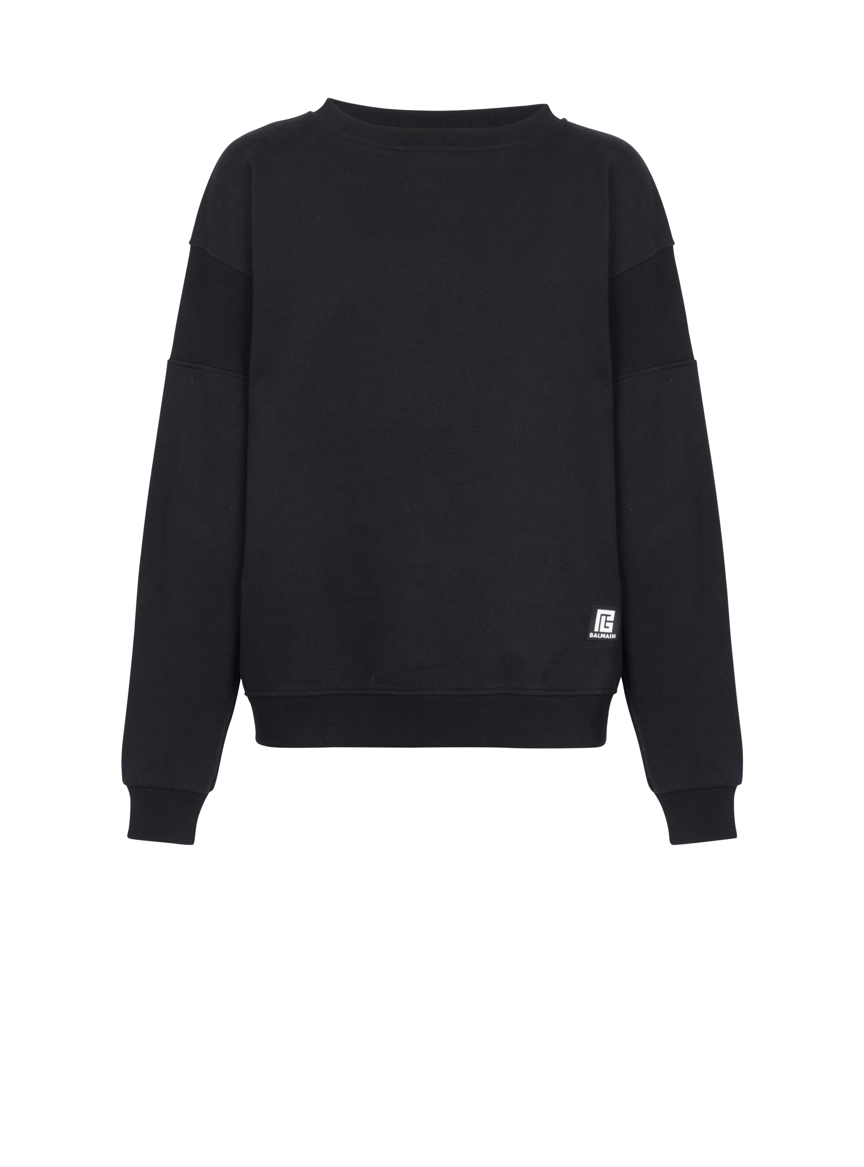 Eco-designed cotton sweatshirt with Balmain logo print, black