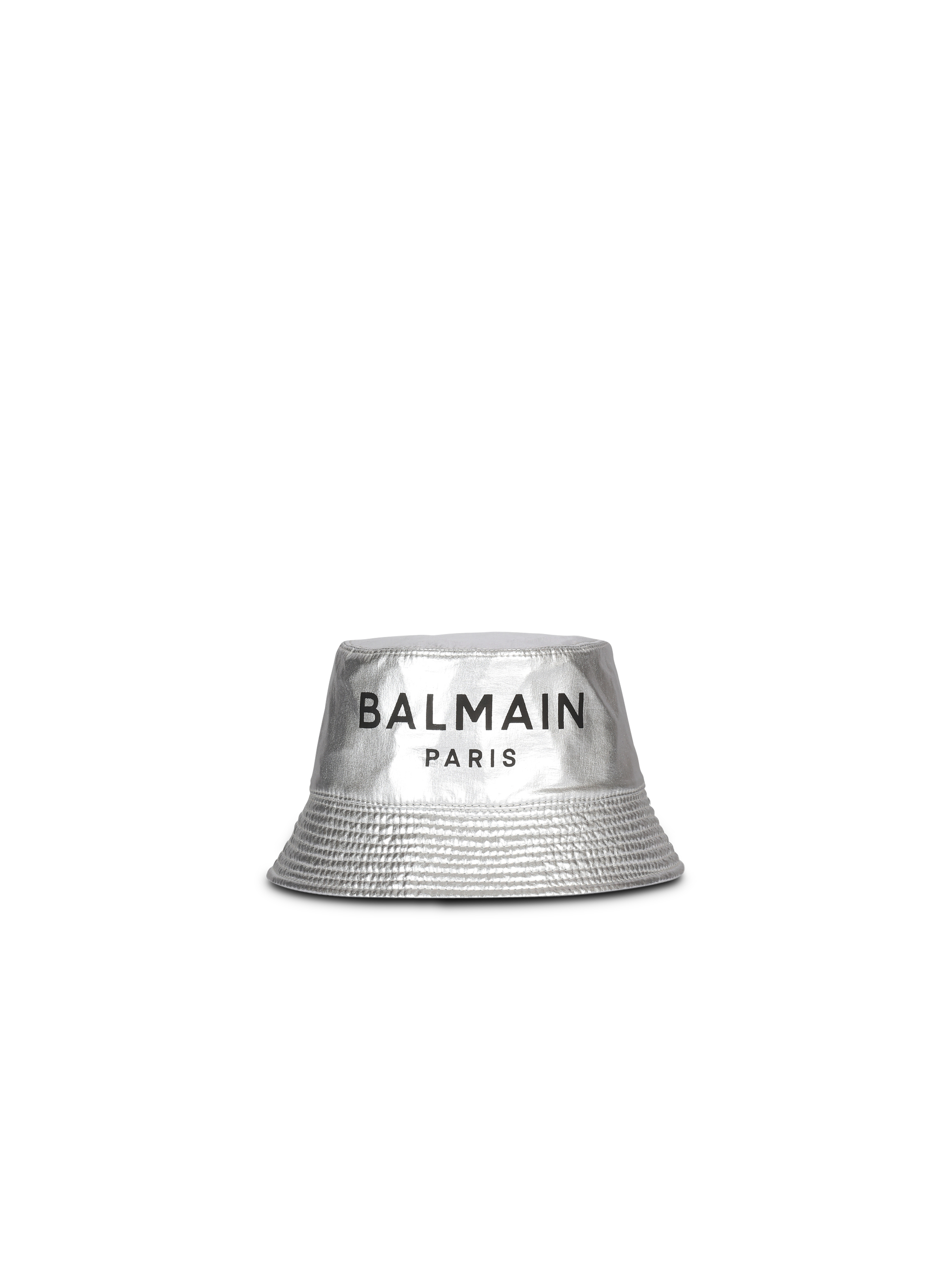 Bucket hat with Balmain logo, silver