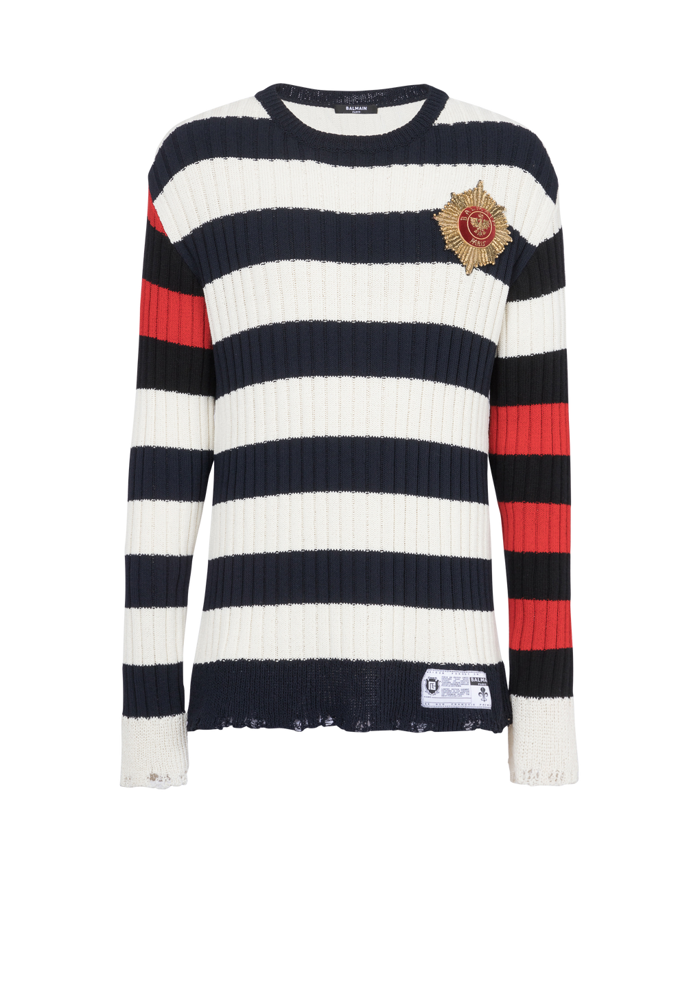 Destroyed nautical sweater, multicolor, hi-res