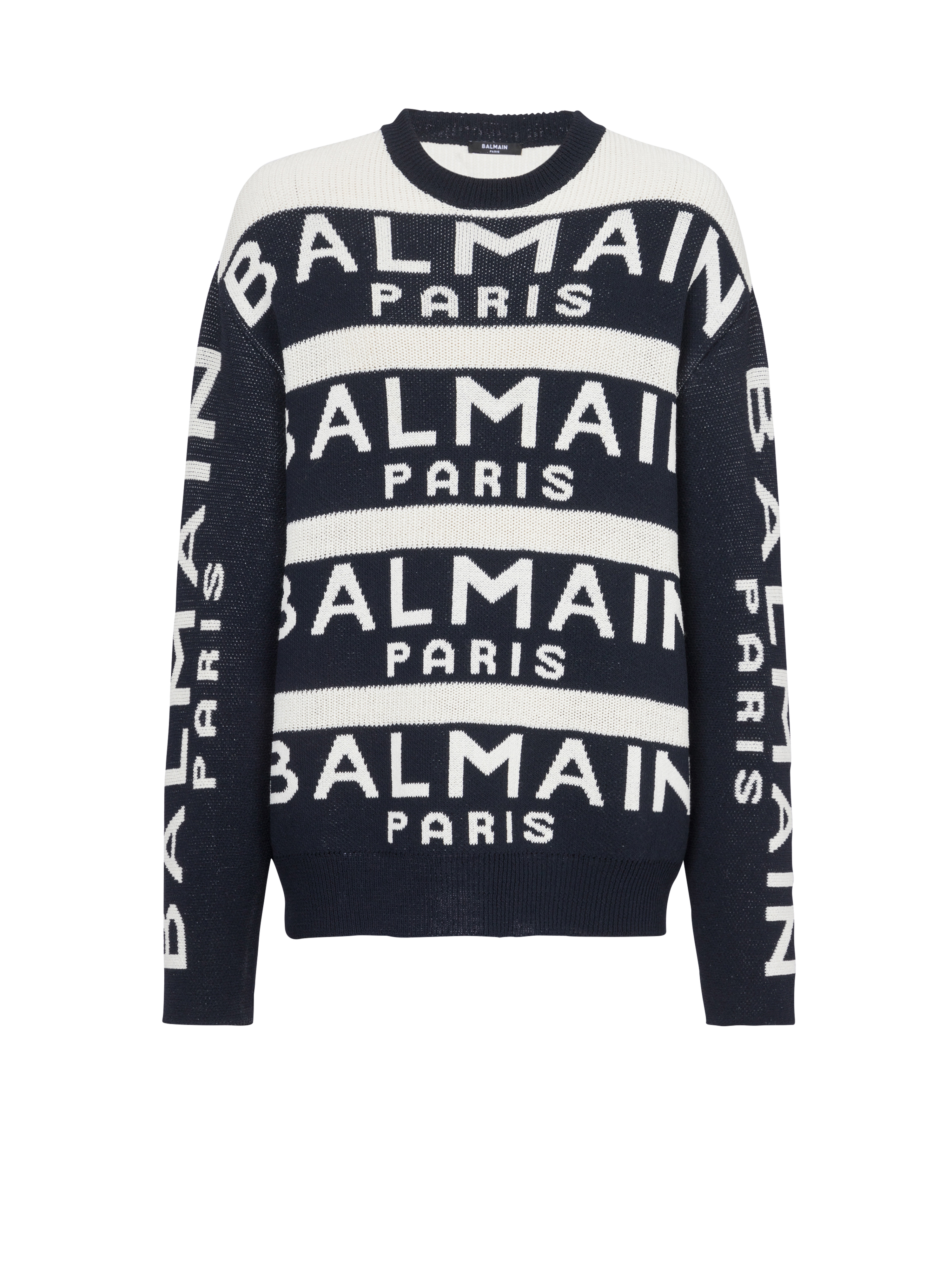 Sweater embroidered with Balmain Paris logo, black