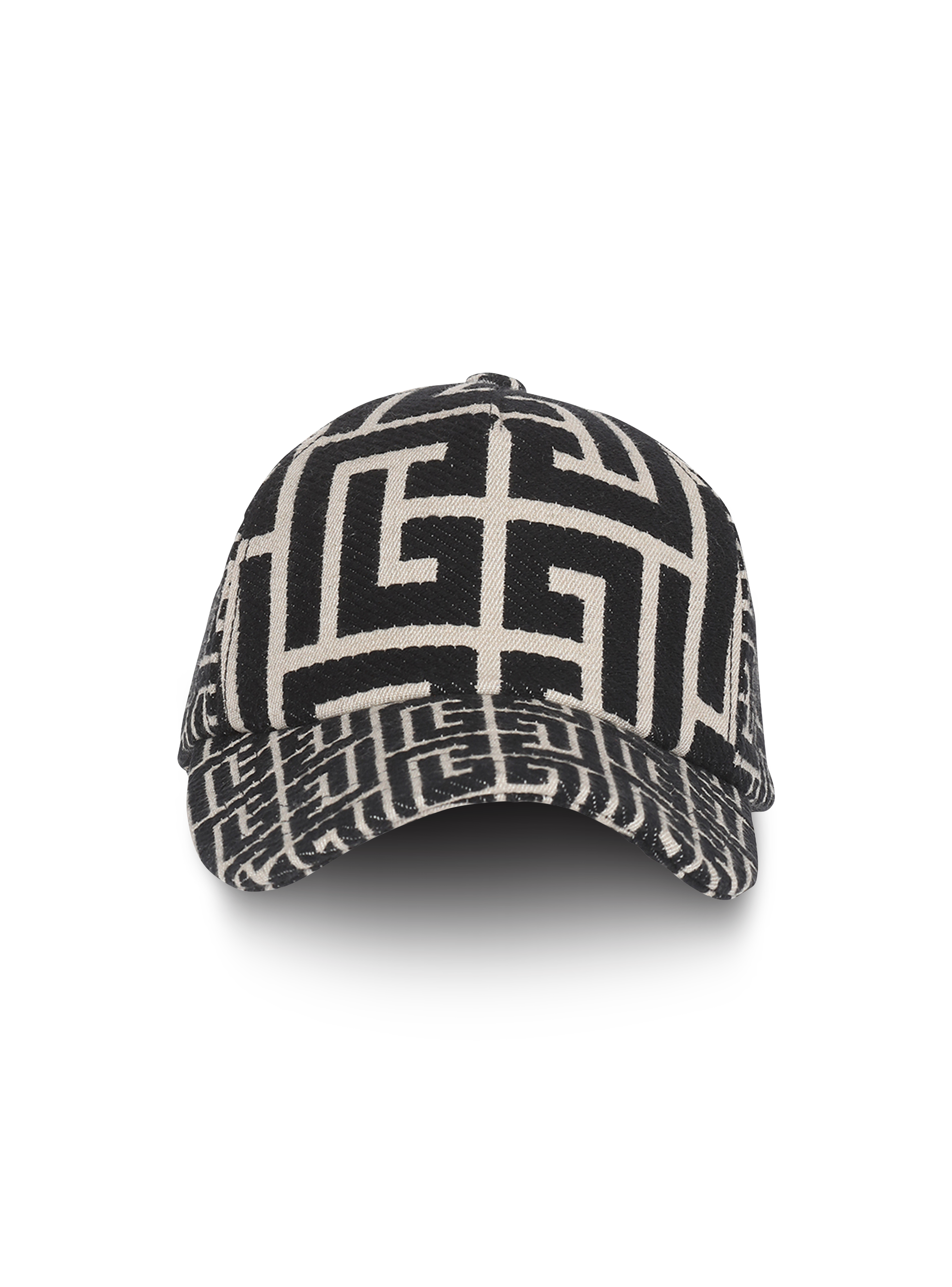 Jacquard cap with Balmain monogram, black