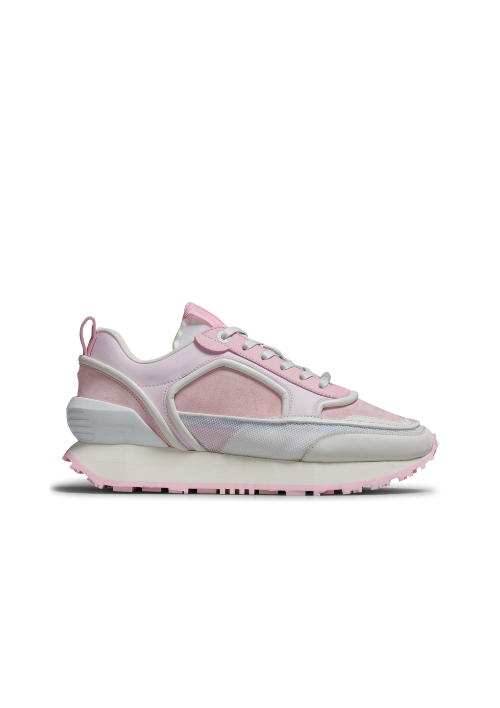 Suede, nylon and mesh low-top Racer sneakers, pink, hi-res