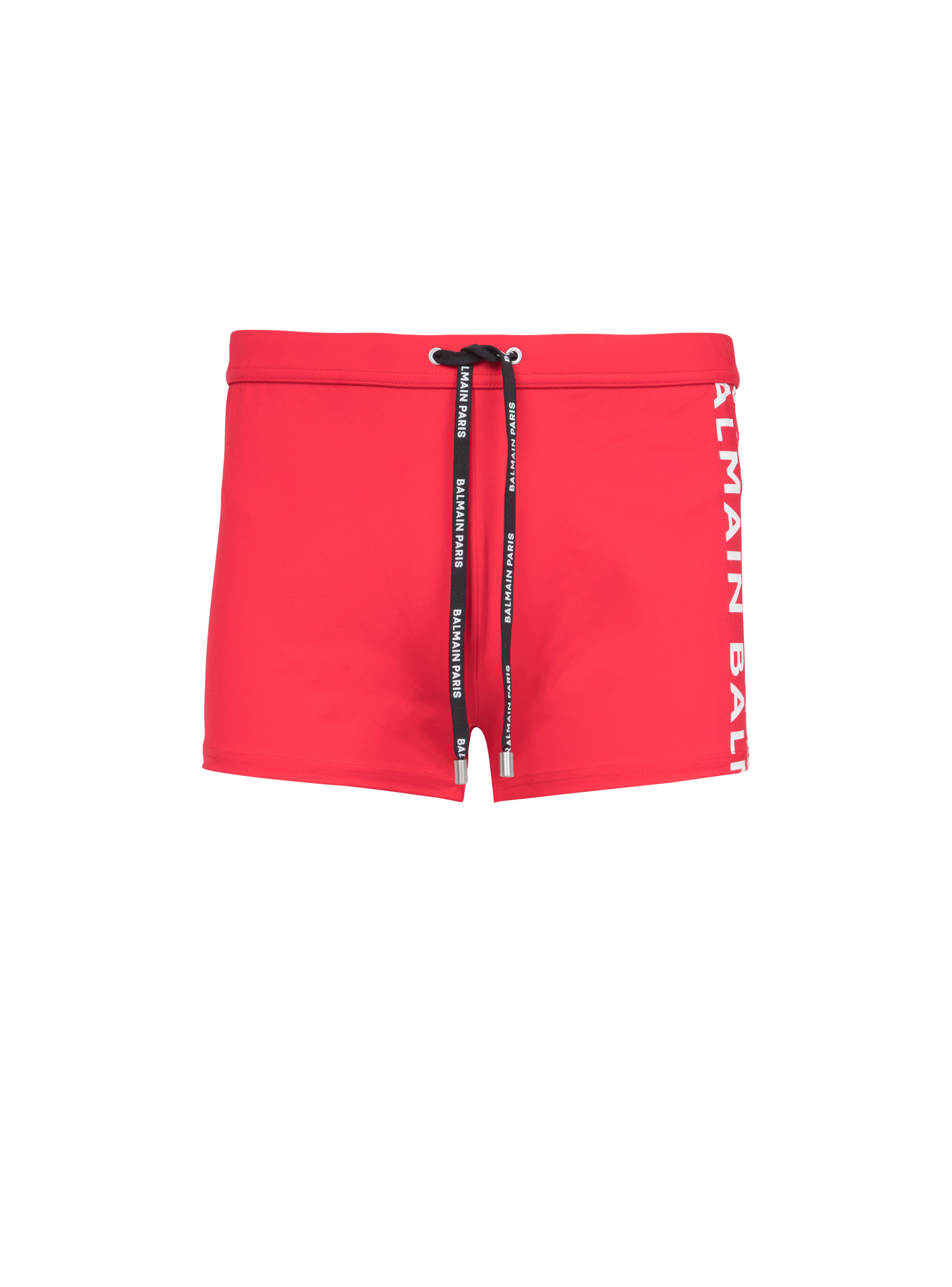 Balmain logo swimming trunks, red