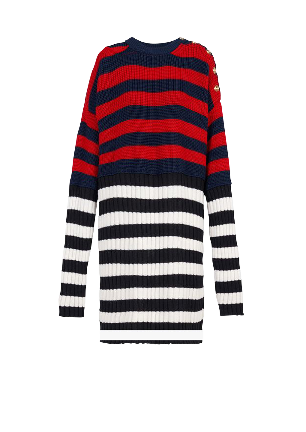 Striped wool dress, multicolor, hi-res