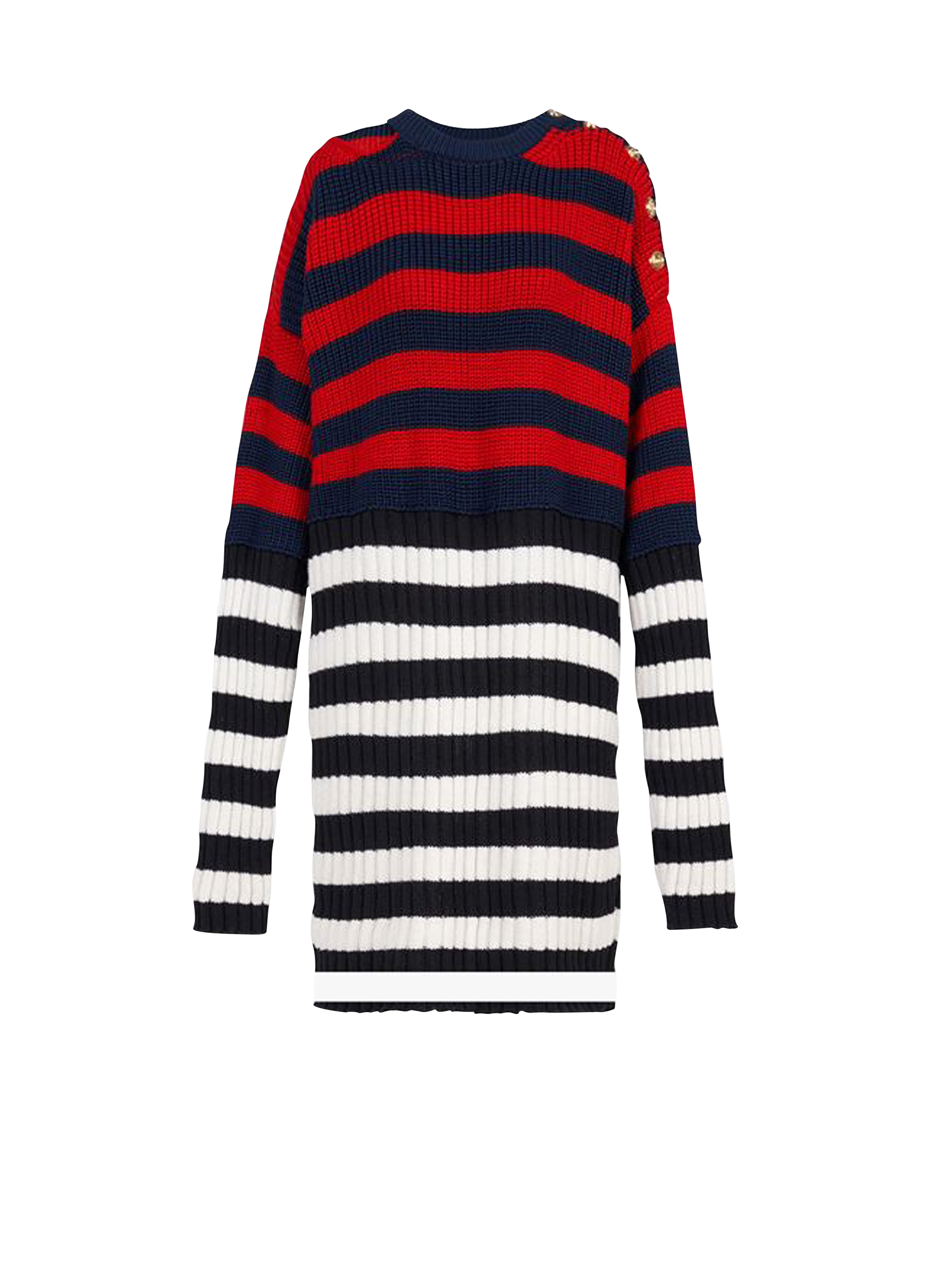 Striped wool dress, multicolor