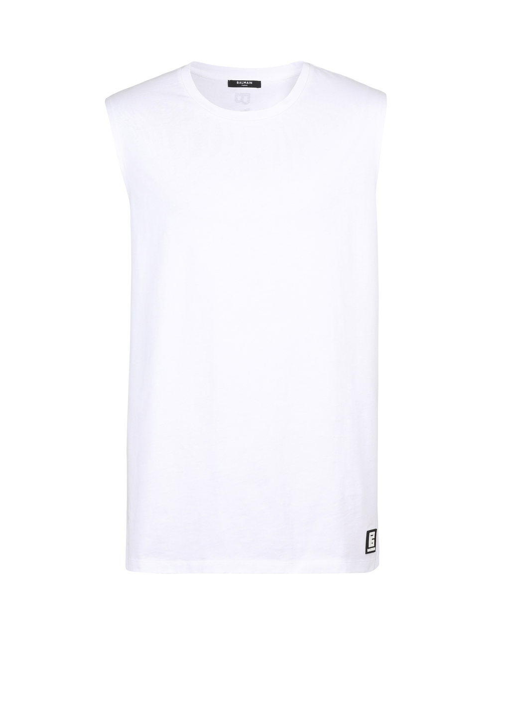 Cotton T-shirt with Balmain logo print, white, hi-res