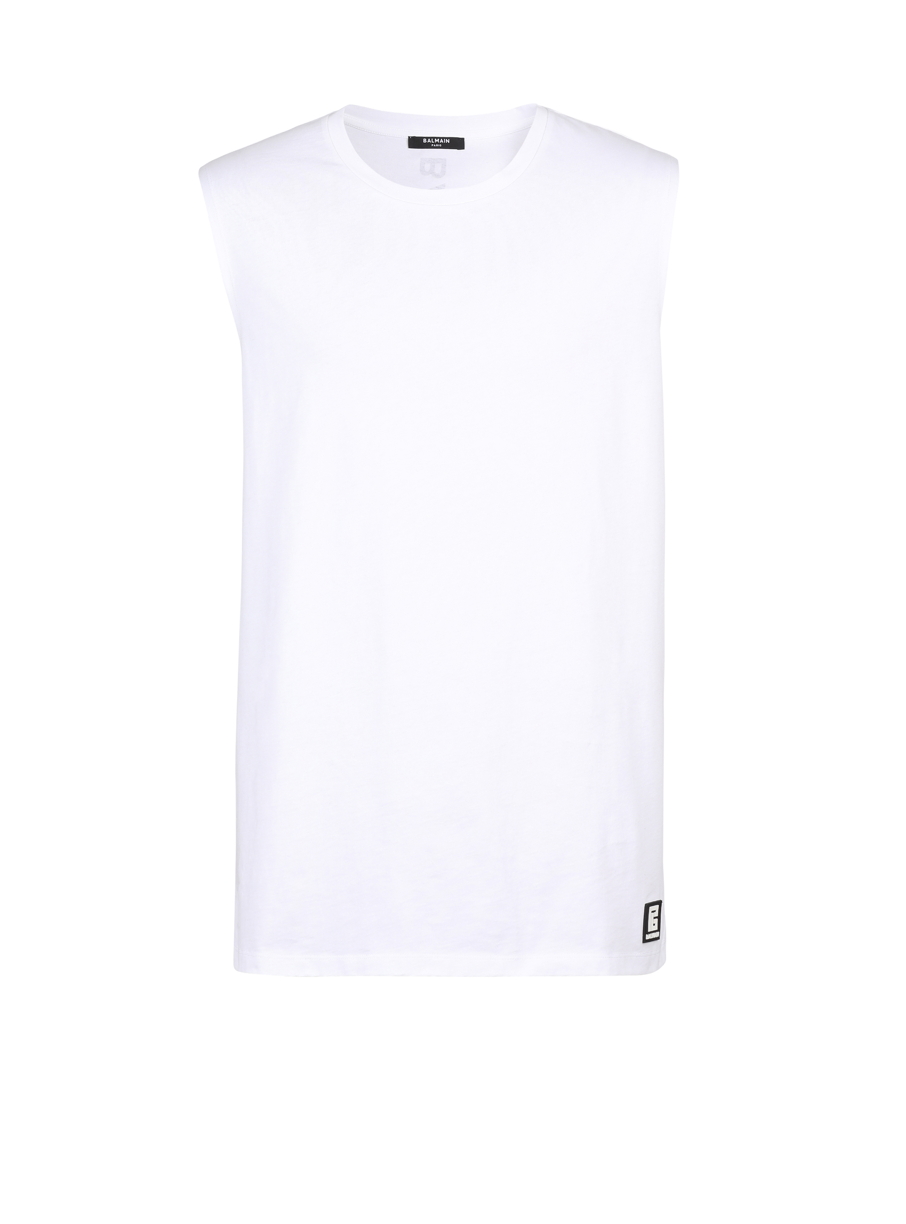 Cotton T-shirt with Balmain logo print, white